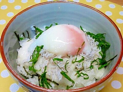 長芋＆しらす＆温泉卵の丼